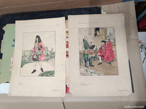 Carteles: LOTE 2 ANTIGUOS CARTELES, TRAJES EUROPEOS XVII - XIX, VESTIDOS, FRANCIA, S. XVIII COSTUMES FRANCE K3